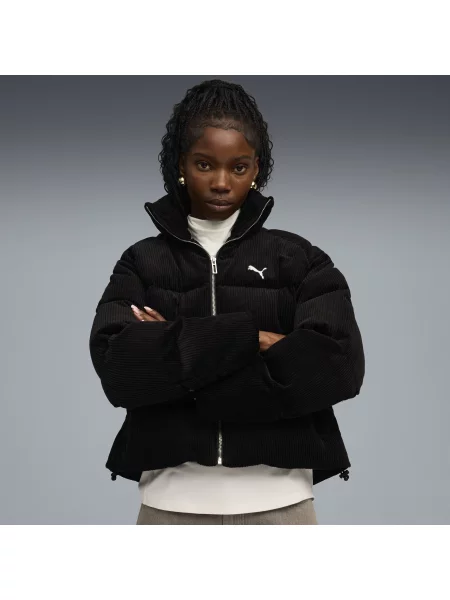 PUMA sztruksowa kurtka puchowa Wardrobe Essentials Odzież XXS czarny