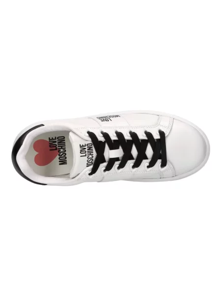 Sneakersy Love Moschino skórzane z logo białe