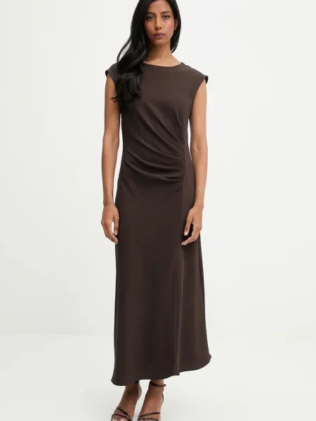 Answear.LAB sukienka maxi rozkloszowana brązowy