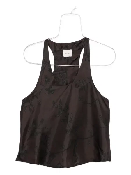 Top Alysi cu model floral din jacard maro