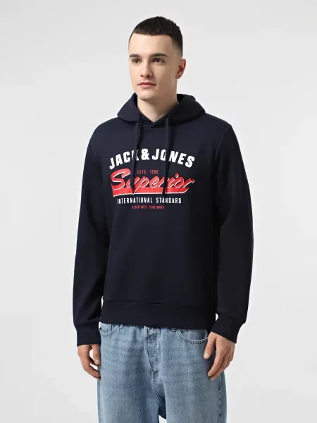 Худі JACK & JONES темно-синій бавовна/поліестер синє