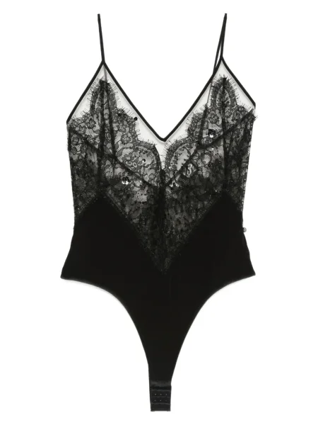 Top Nissa din dantelă negru