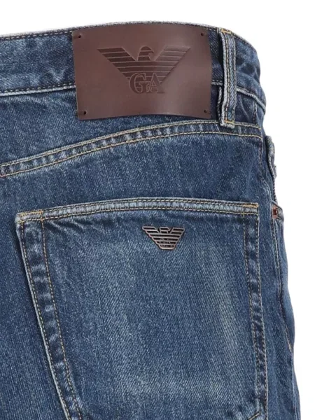 Traperice ravnih nogavica Emporio Armani s autogramom plava