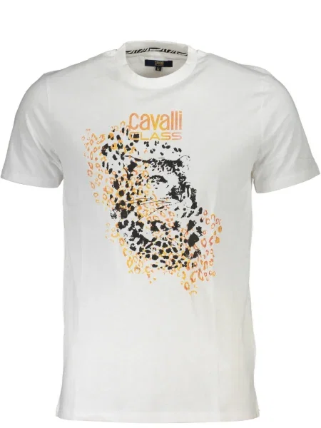 Tricou Cavalli Class scurt alb