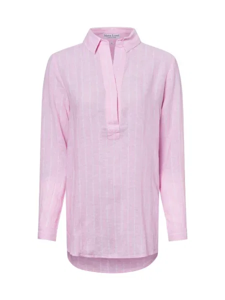 Marie Lund bluzka tunika z zawartością lnu Kobiety różowy|biały w paski 34 biała