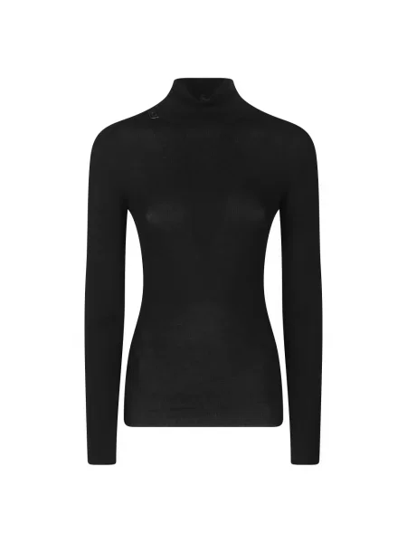 Sweter z golfem Prada wełniany z logo do golfa czarny