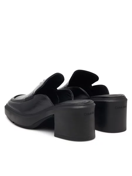 Papuci tip mules Calvin Klein cu toc bloc negru