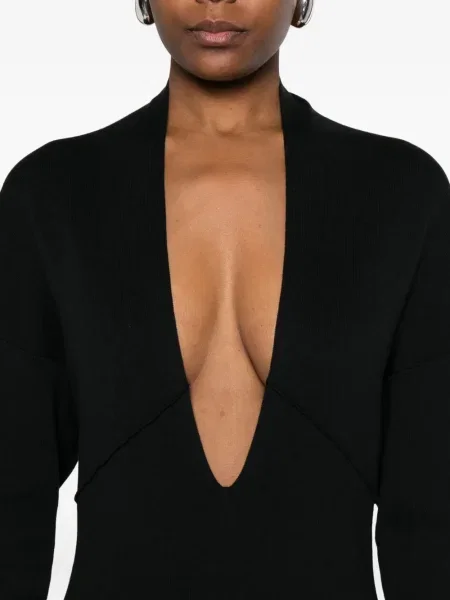 Rochie maxi Entire Studios cu decolteu în V de costum negru
