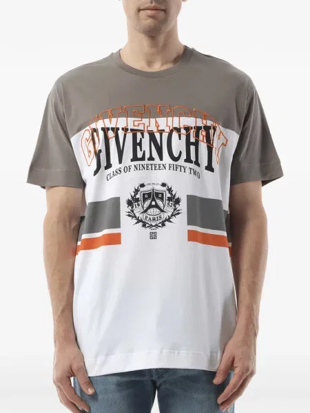Tricou Givenchy cu dungi cu imagine alb