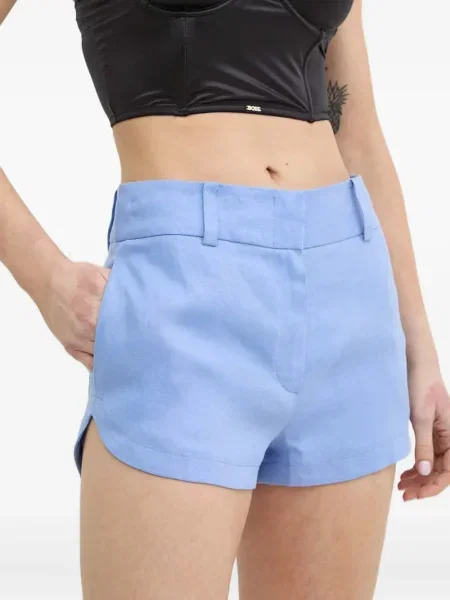 Pantaloni scurți Luisa Spagnoli cu broderie de in albastru