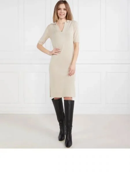 Calvin Klein Rochie cu adaos de lână bej