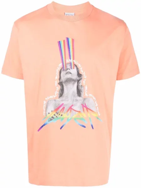 Tricou Marcelo Burlon County Of Milan cu imagine portocaliu