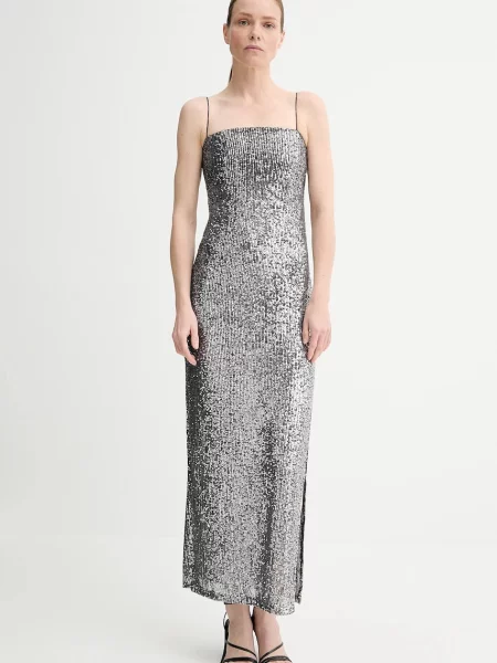 Alohas sukienka Elmi srebrny maxi dopasowana