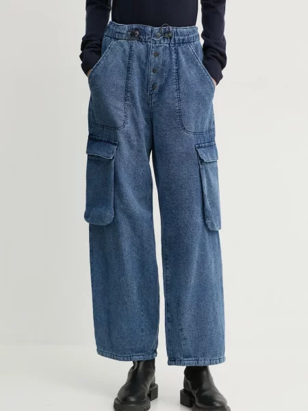 Панталон G-Star Raw със стандартна кройка с висока талия синьо