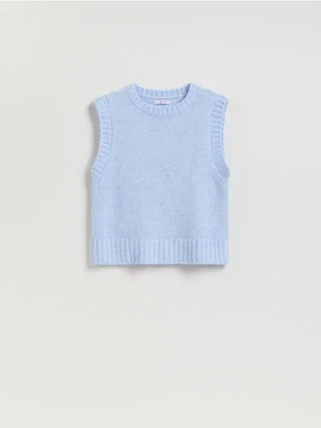 Reserved Kamizelka z domieszką wełny jasnoniebieski