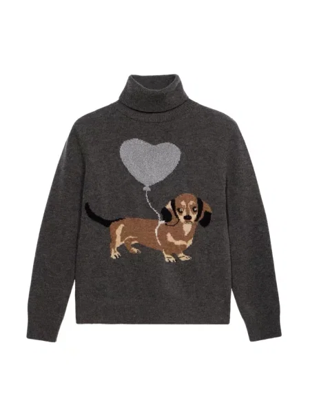 Haftowany golf golf Oltre wełniany szary