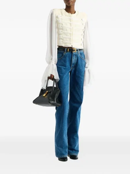Decupat geacă Balmain din tweed alb