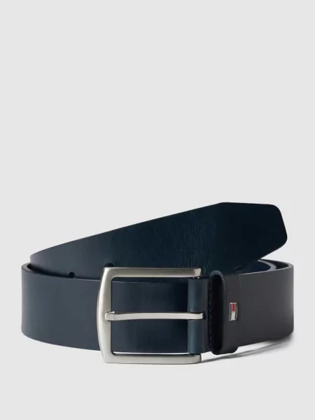 Skórzany z aplikacją z logo Tommy Hilfiger granatowy