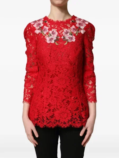 Φλοράλ τοπ Dolce & Gabbana με δαντέλα κόκκινο