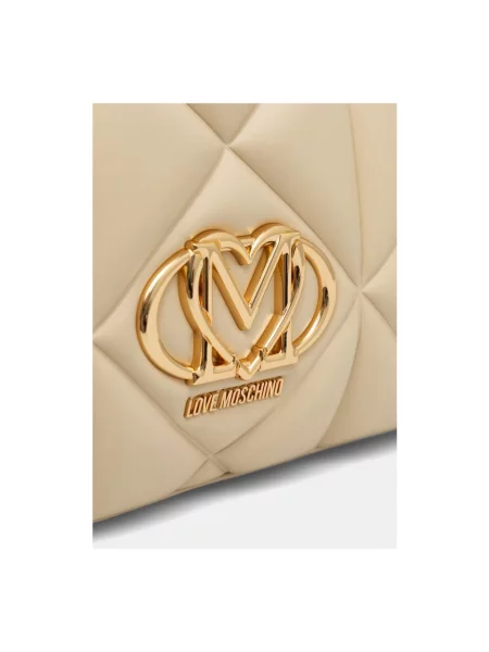 Love Moschino torebka tote z imitacji skóry beżowa