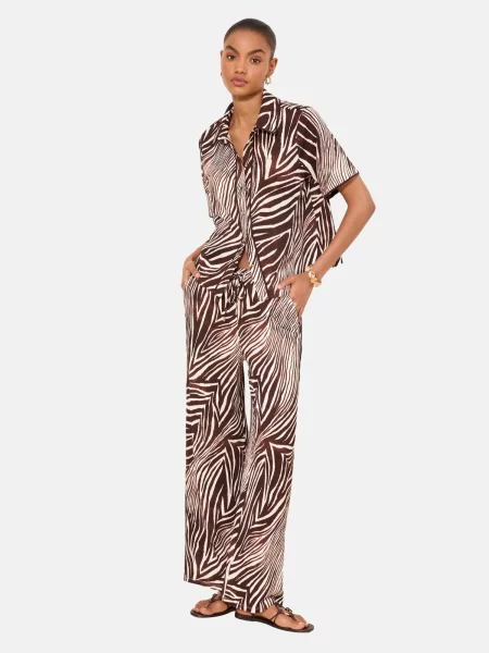 Lipsy Pantaloni maro alb