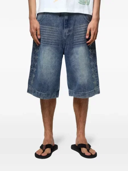 Pantaloni scurți Godmade cu broderie albastru