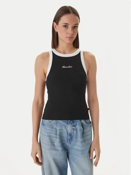 Sonerie top din denim Guess Jeans negru