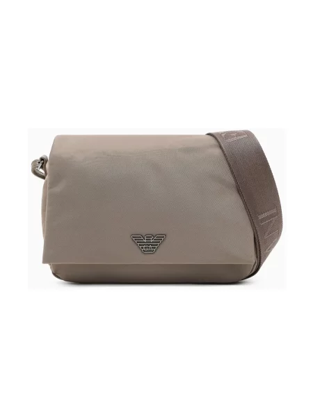 Torebka crossbody Emporio Armani z logo beżowa