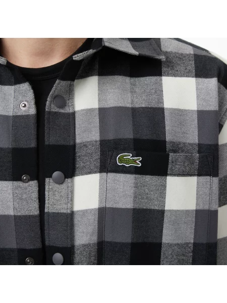 Lacoste Koszula W Kratę Relaxed Fit czarna