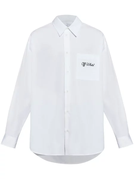 Риза Off-white бродирана бяло