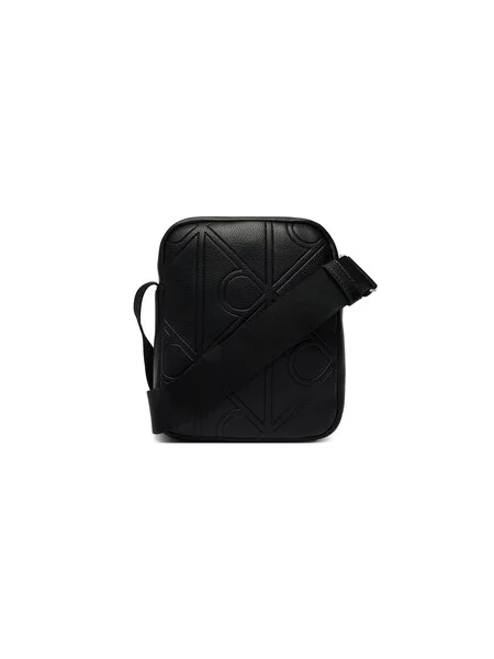 Maža rankinė Calvin Klein Emblem Aop Emboss Reporter juoda