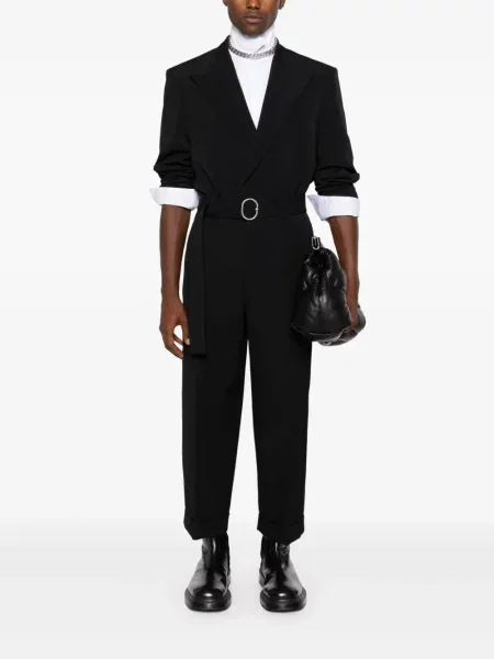 Vilnonės kelnės Jil Sander apkarpytas juoda