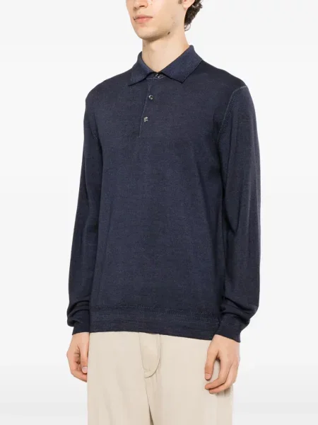 Lung tricou polo 120% Lino albastru