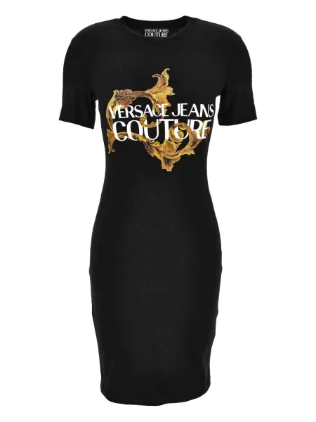 Rochie din denim Versace Jeans Couture cu imagine până la genunchi de costum negru