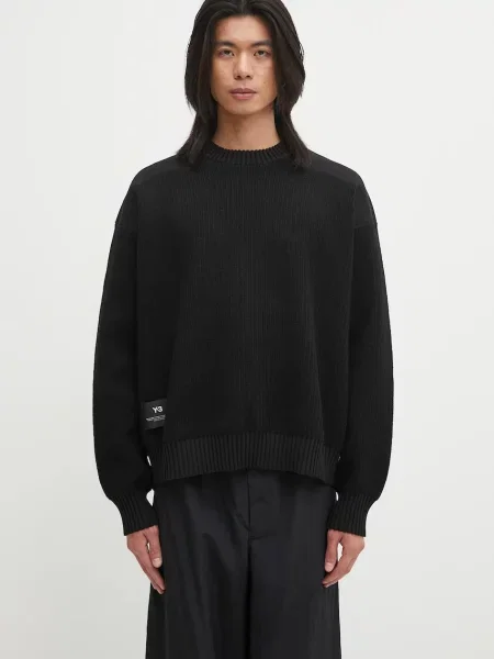 Pulover de lana Padded Knit Crew călduros negru