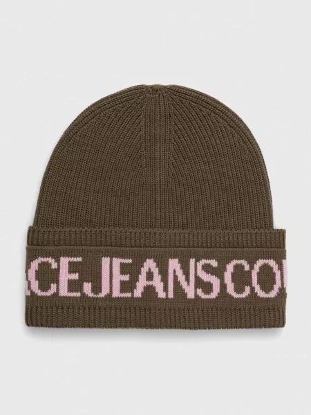 Vlněná čepice Versace Jeans Couture zelená