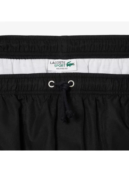 Lacoste Sportowe Szorty Z Jednokolorowej Tafty O Diamentowym Splocie czarne