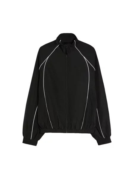 Bershka Geacă de primăvară-toamnă negru alb