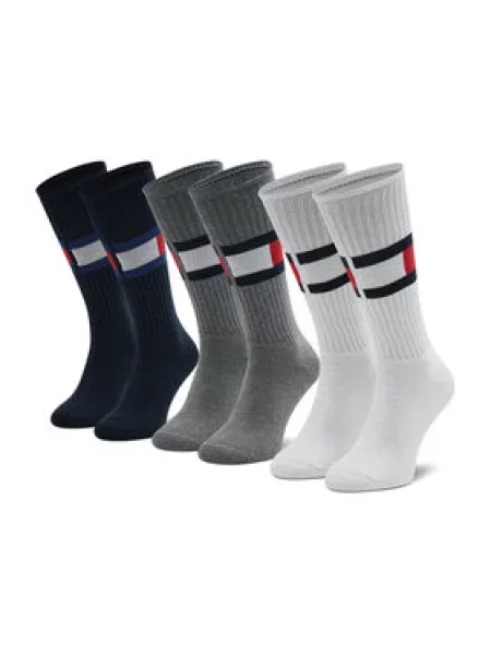 Tommy Hilfiger Ponožky Sada 3 Párů white / navy / grey bílé