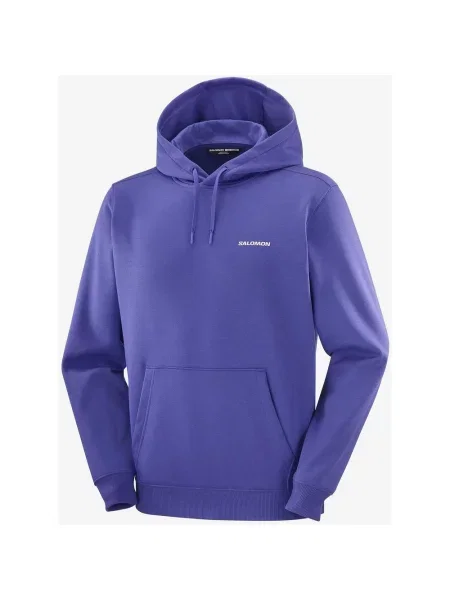 Bluza z kapturem Salomon Chest Logo niebiesko-fioletowa XS niebieska