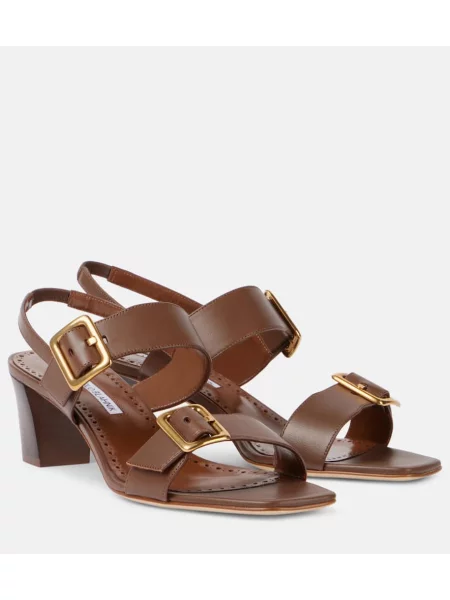 Usnjene sandali Manolo Blahnik rjava