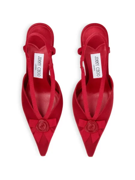 Pantofi cu toc Jimmy Choo cu funde slingback roșu