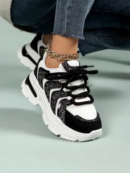 Sneakerși Resti cu platformă negru