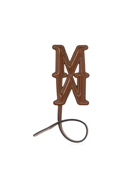 Zawieszka Max Mara skórzana z logo brązowa