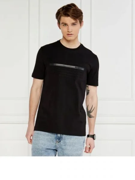 BOSS GREEN Tricou Tee 4 | stretch negru