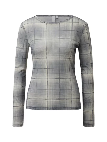 QS Tricou gri bazalt / gri închis alb