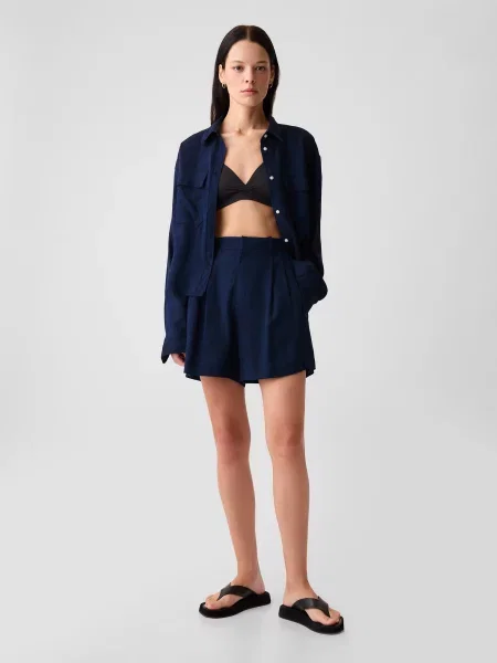 Lniane szorty Gap z wysoką talią