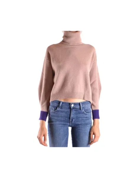 Sweter z golfem Pinko wełniany do golfa różowy
