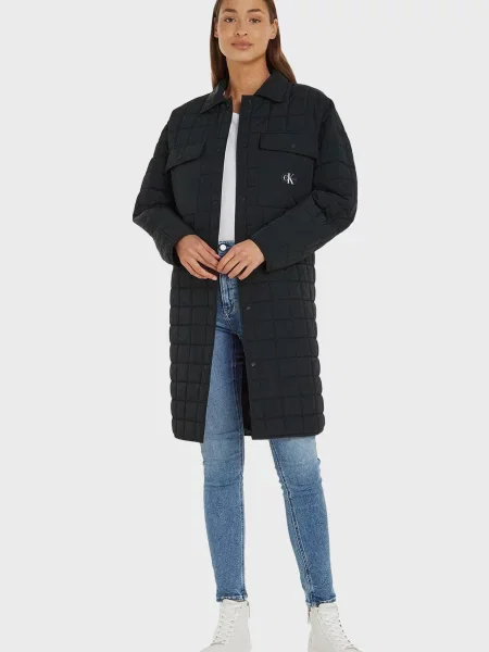 Стьобане довге пальто Calvin Klein Jeans чорне