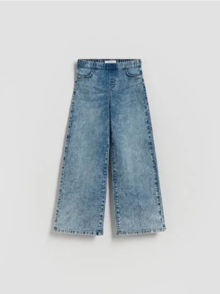 Reserved Elastické wide leg džínsy modrá